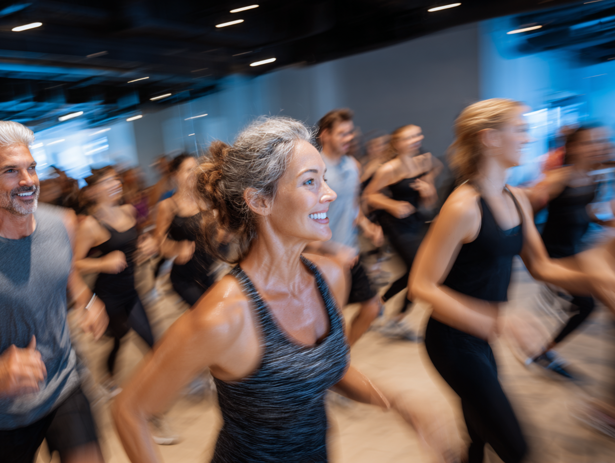 Тренування у спортзалі з видом на сучасне обладнання