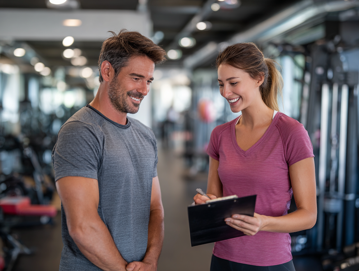 Люди різного віку займаються фітнесом під наглядом тренера